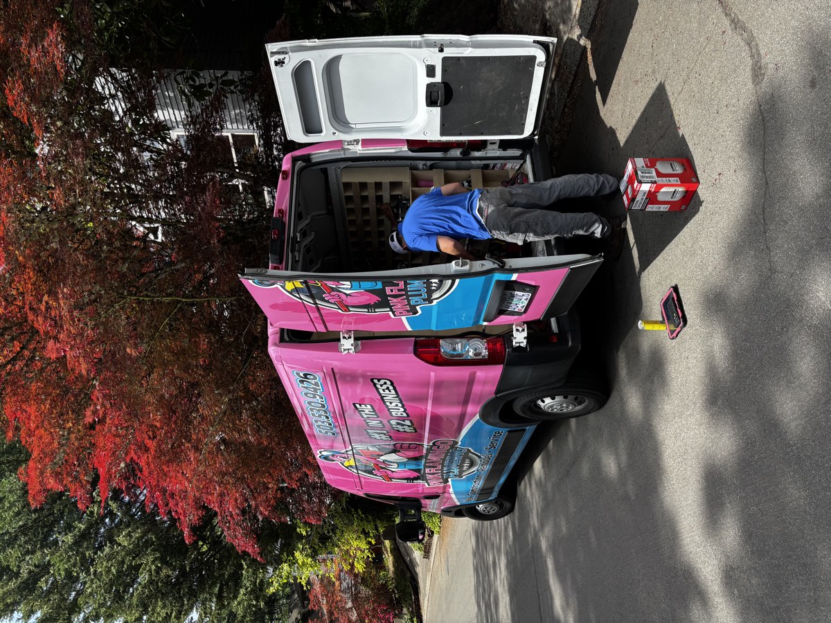 Pink Flamingo branded van on a service call